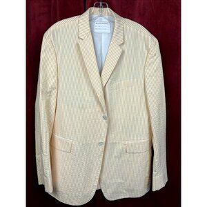 Sz BB5 XL Black Fleece Cotton Seersucker Orange Stripe Jacket Blazer Sport